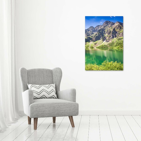 Cuadro canvas decorativo para salón vertical El ojo de mar de los montes Tatra
