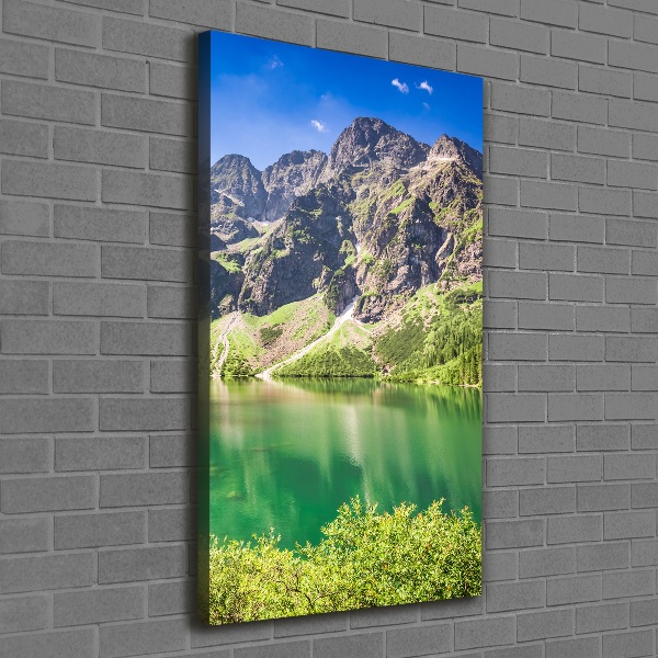 Cuadro canvas decorativo para salón vertical El ojo de mar de los montes Tatra