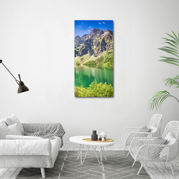 Cuadro canvas decorativo para salón vertical El ojo de mar de los montes Tatra