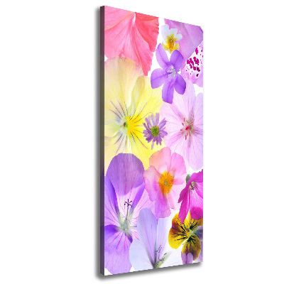 Cuadro canvas decorativo para salón vertical flores de colores