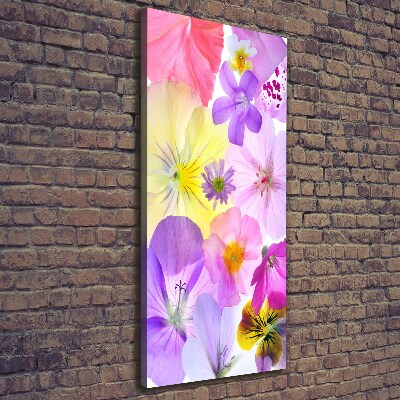 Cuadro canvas decorativo para salón vertical flores de colores