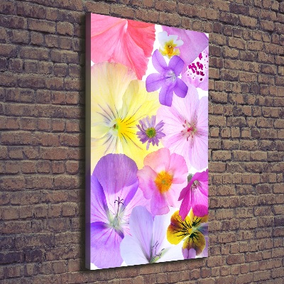 Cuadro canvas decorativo para salón vertical flores de colores