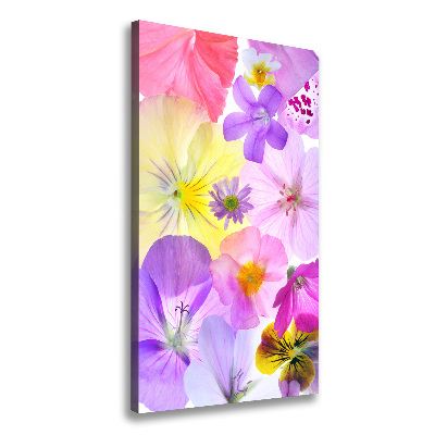 Cuadro canvas decorativo para salón vertical flores de colores