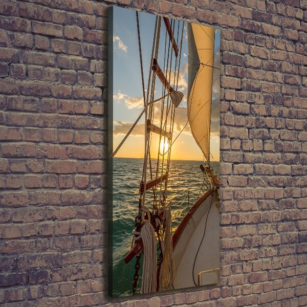 Cuadro canvas decorativo para salón vertical Un yate en el mar