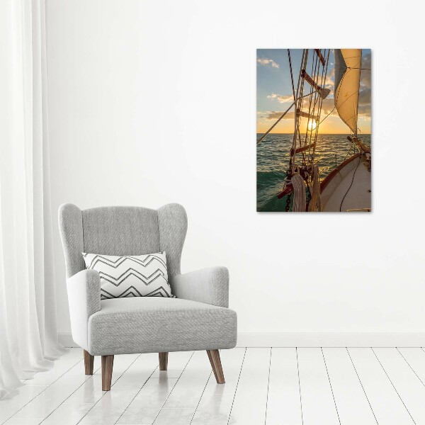Cuadro canvas decorativo para salón vertical Un yate en el mar