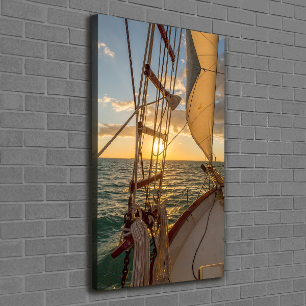 Cuadro canvas decorativo para salón vertical Un yate en el mar