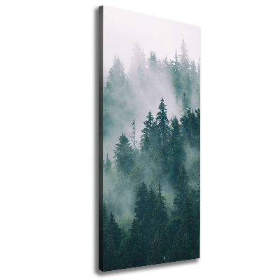 Cuadro canvas decorativo para salón vertical Niebla sobre el bosque