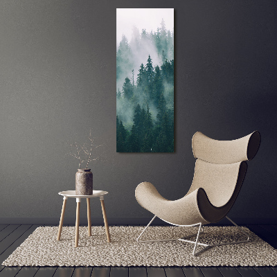 Cuadro canvas decorativo para salón vertical Niebla sobre el bosque