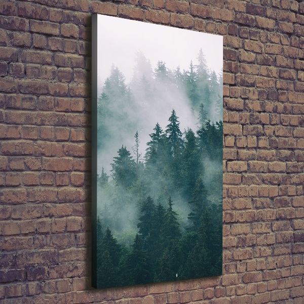 Cuadro canvas decorativo para salón vertical Niebla sobre el bosque