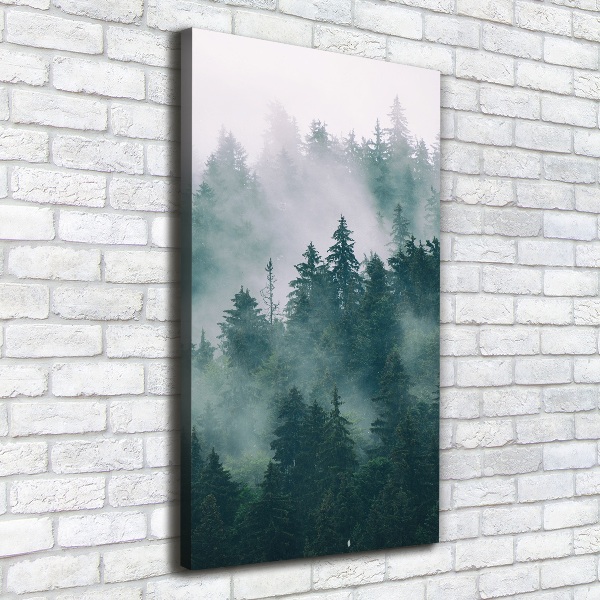 Cuadro canvas decorativo para salón vertical Niebla sobre el bosque