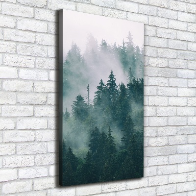 Cuadro canvas decorativo para salón vertical Niebla sobre el bosque