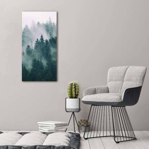 Cuadro canvas decorativo para salón vertical Niebla sobre el bosque