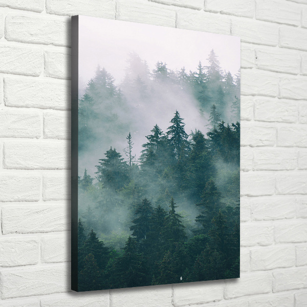 Cuadro canvas decorativo para salón vertical Niebla sobre el bosque