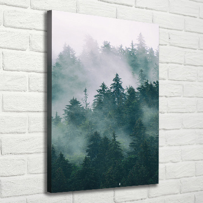 Cuadro canvas decorativo para salón vertical Niebla sobre el bosque
