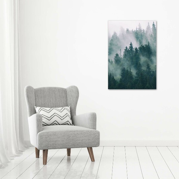 Cuadro canvas decorativo para salón vertical Niebla sobre el bosque