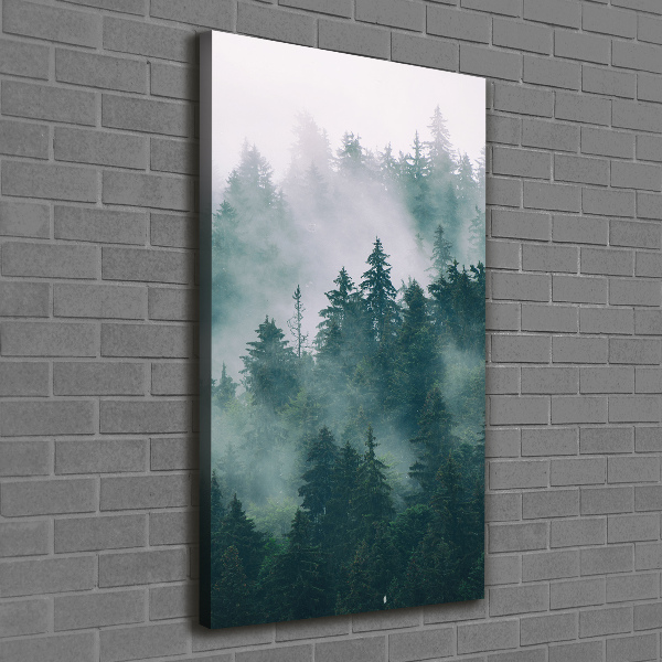 Cuadro canvas decorativo para salón vertical Niebla sobre el bosque