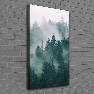 Cuadro canvas decorativo para salón vertical Niebla sobre el bosque