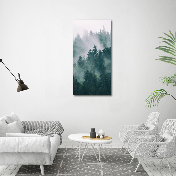 Cuadro canvas decorativo para salón vertical Niebla sobre el bosque
