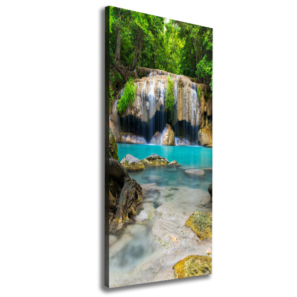 Cuadro moderno en lienzo resistente uv vertical Cascada en la selva