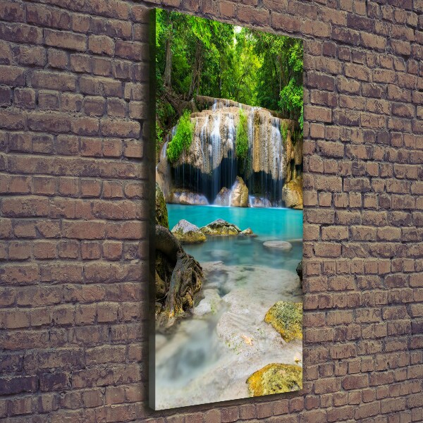 Cuadro moderno en lienzo resistente uv vertical Cascada en la selva