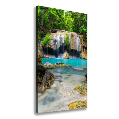 Cuadro moderno en lienzo resistente uv vertical Cascada en la selva