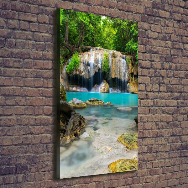 Cuadro moderno en lienzo resistente uv vertical Cascada en la selva