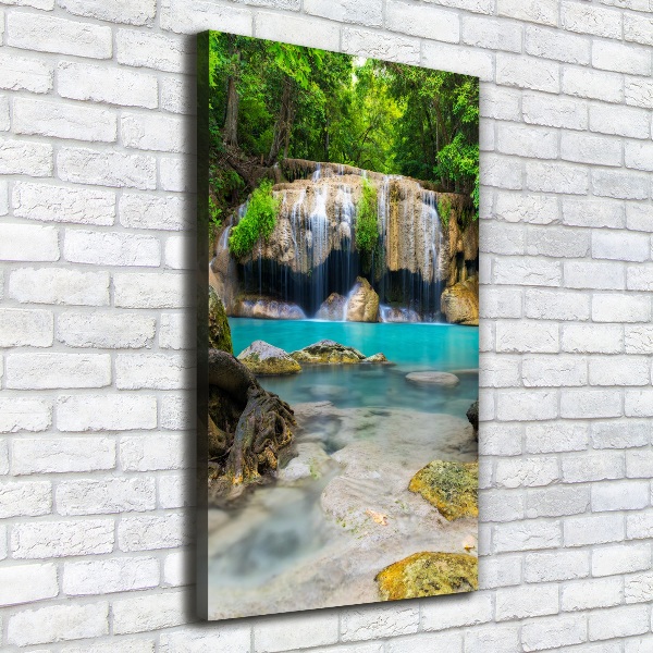 Cuadro moderno en lienzo resistente uv vertical Cascada en la selva
