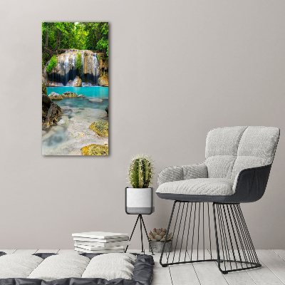 Cuadro moderno en lienzo resistente uv vertical Cascada en la selva