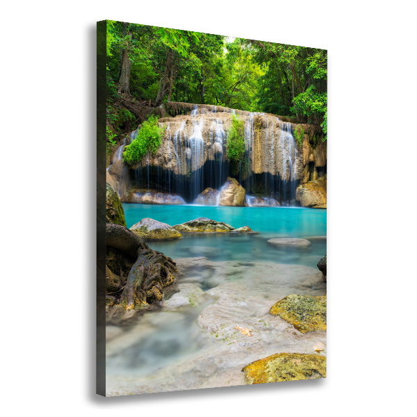 Cuadro moderno en lienzo resistente uv vertical Cascada en la selva