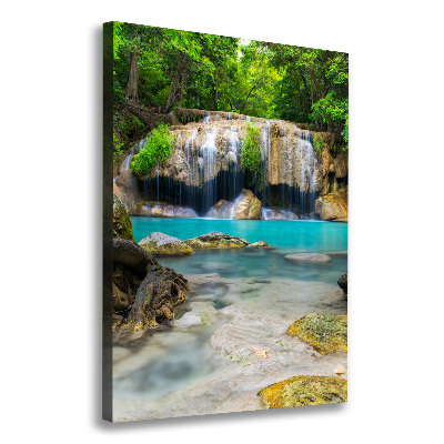 Cuadro moderno en lienzo resistente uv vertical Cascada en la selva