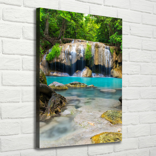 Cuadro moderno en lienzo resistente uv vertical Cascada en la selva