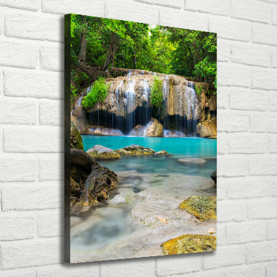 Cuadro moderno en lienzo resistente uv vertical Cascada en la selva