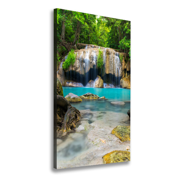 Cuadro moderno en lienzo resistente uv vertical Cascada en la selva