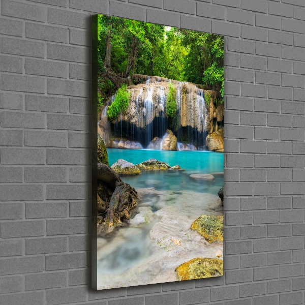 Cuadro moderno en lienzo resistente uv vertical Cascada en la selva