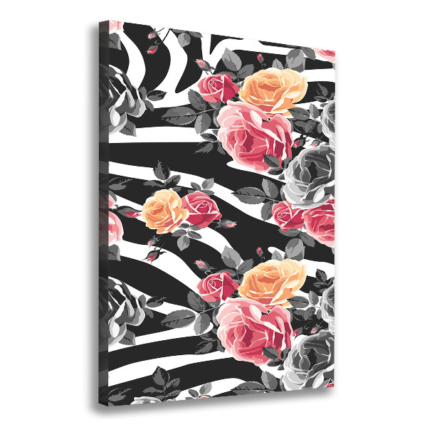 Fotografía en lienzo vertical Rosas cebra