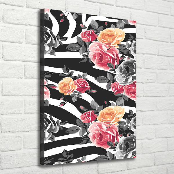 Fotografía en lienzo vertical Rosas cebra