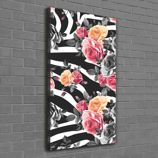 Fotografía en lienzo vertical Rosas cebra