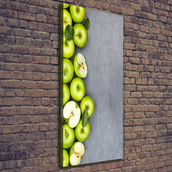 Cuadro moderno en lienzo resistente uv vertical manzanas verdes