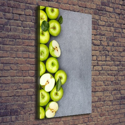 Cuadro moderno en lienzo resistente uv vertical manzanas verdes