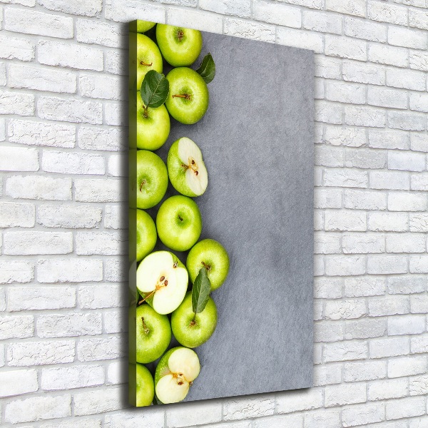 Cuadro moderno en lienzo resistente uv vertical manzanas verdes