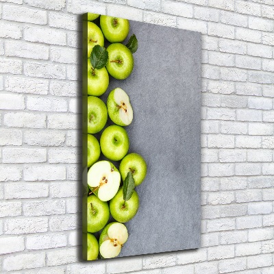 Cuadro moderno en lienzo resistente uv vertical manzanas verdes