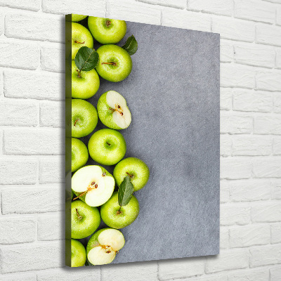 Cuadro moderno en lienzo resistente uv vertical manzanas verdes