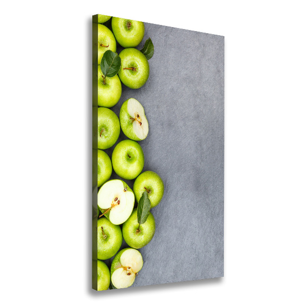Cuadro moderno en lienzo resistente uv vertical manzanas verdes