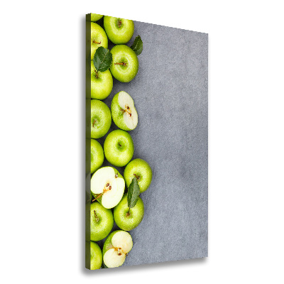 Cuadro moderno en lienzo resistente uv vertical manzanas verdes