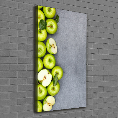 Cuadro moderno en lienzo resistente uv vertical manzanas verdes