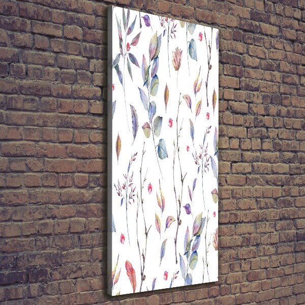 Cuadro moderno en lienzo resistente uv vertical hojas de eucalipto