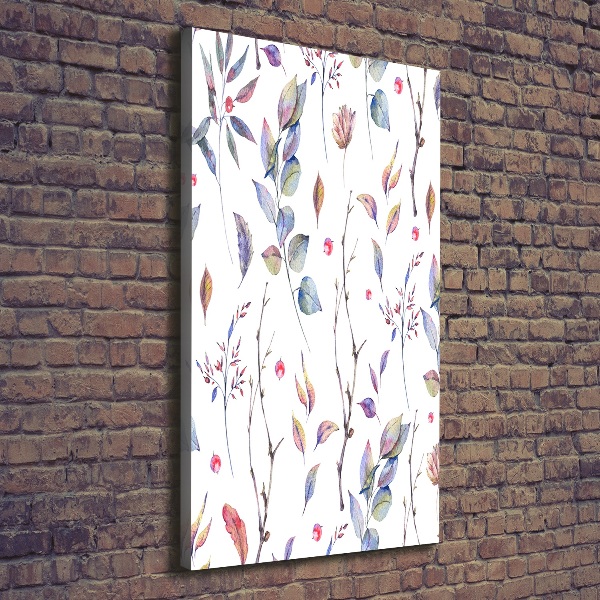 Cuadro moderno en lienzo resistente uv vertical hojas de eucalipto