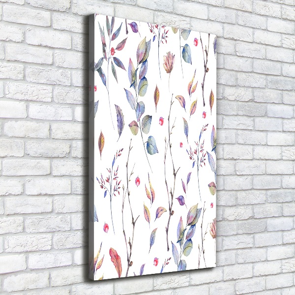 Cuadro moderno en lienzo resistente uv vertical hojas de eucalipto