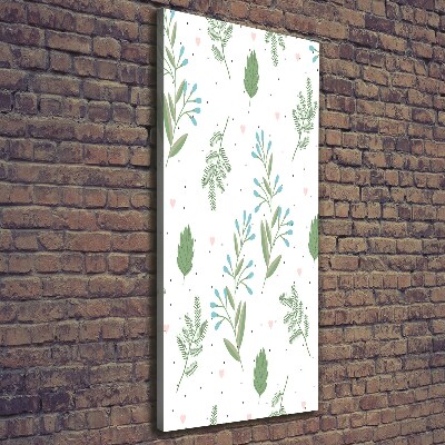 Impresión en lienzo vertical Hojas y corazones