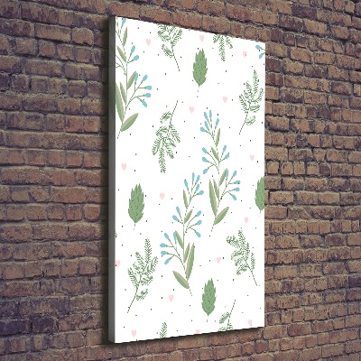 Impresión en lienzo vertical Hojas y corazones